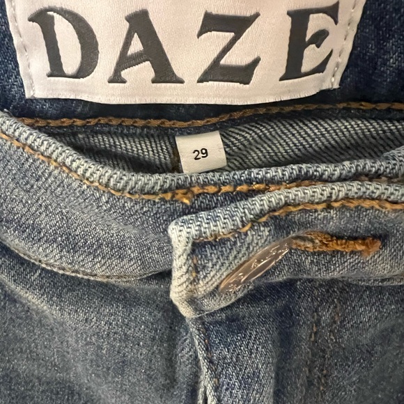 Daze Shy Girl High Waist Raw Hem Crop Flare Jeans - Picture 5 of 7